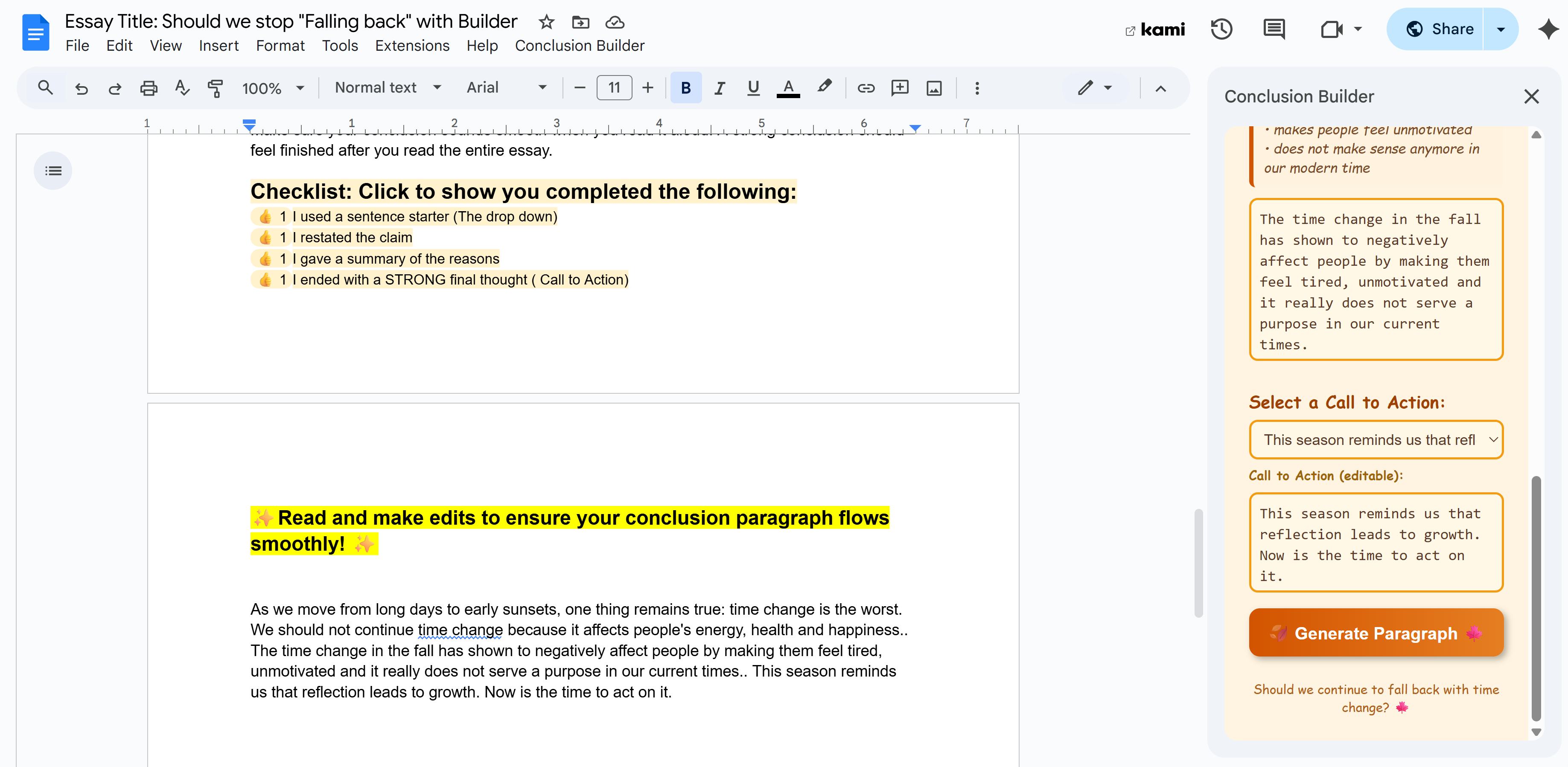 Inserted conclusion paragraph in the doc body